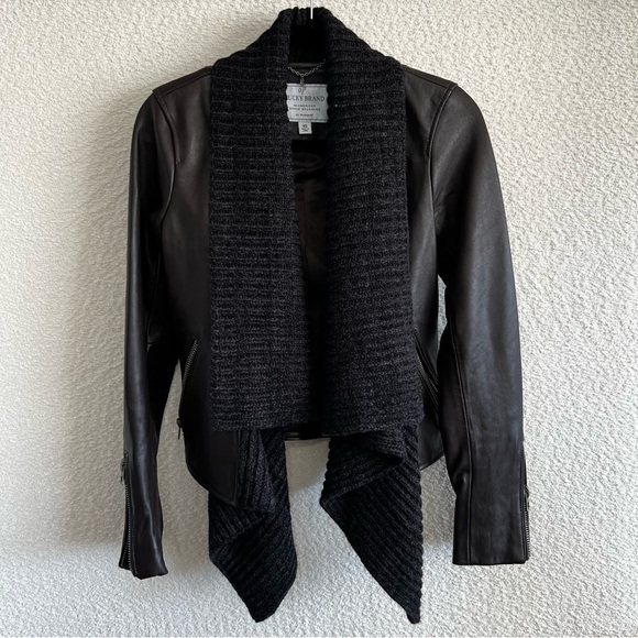 Lucky‎ Brand Women’s Leather Shawl Collar Jacket Size XS